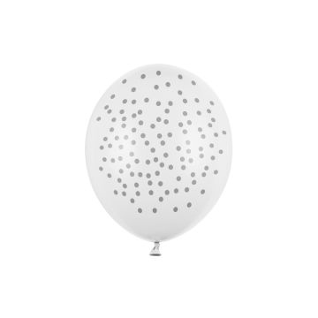 Luftballons mit Punkten - Weiß 30cm (6St.)