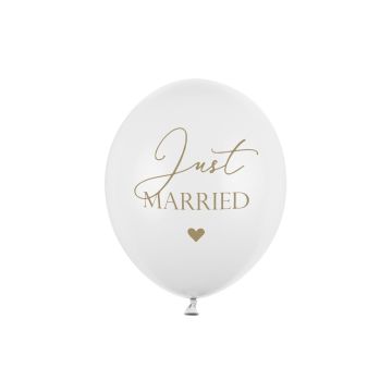 Weiße Luftballons "Just Married" 30cm (6 Stück)