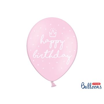Happy Birthday Balloons Pink (6 pcs)