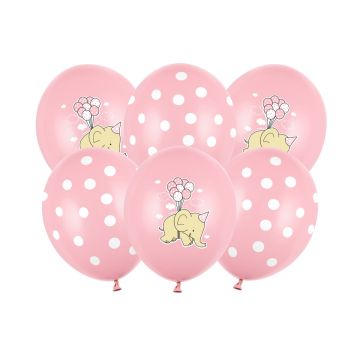 Elephant balloons assorted pink 30cm (6pcs)