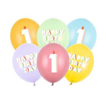 Ballons en latex Happy Birthday - 1 an
