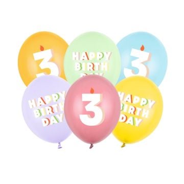 Ballons en latex Happy Birthday - 3 ans