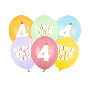 Ballons en latex Happy Birthday - 4 ans