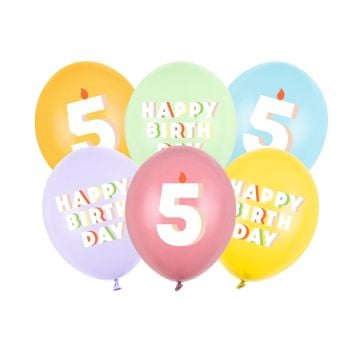 Ballons en latex Happy Birthday - 5 ans