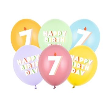 Ballons en latex Happy Birthday - 7 ans