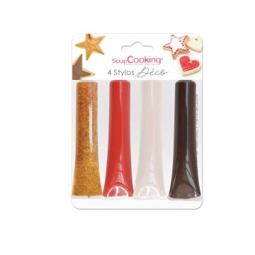 4 stylos déco Weiss, Rot, marron und doré