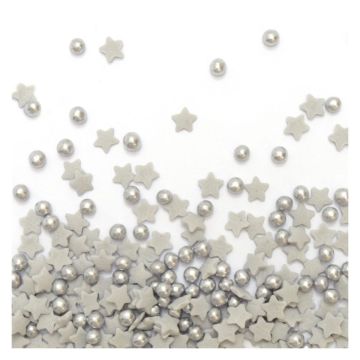 Mix étoiles/perles argentées (55gr)