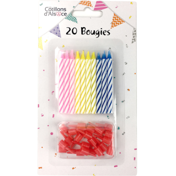 20 Birthday Candles with holder 