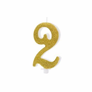 Gold Number Candle - 2 (10cm)