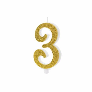 Gold Number Candle - 3 (10cm)