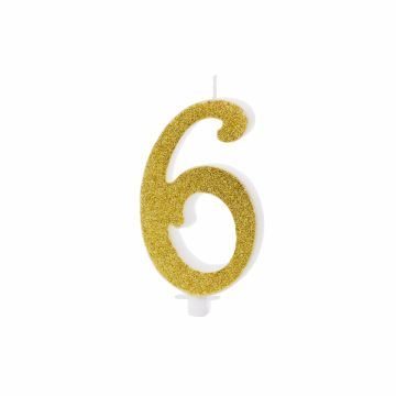 Gold Number Candle - 6 (10cm)