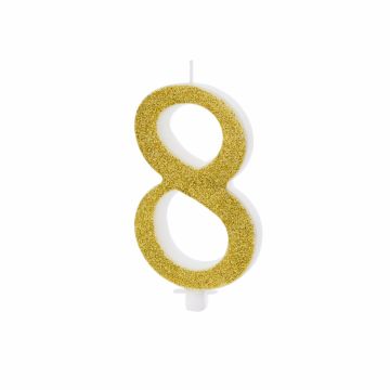 Gold Number Candle - 8 (10cm)