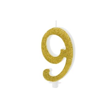 Gold Number Candle - 9 (10cm)