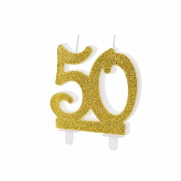 Gold Number Candle - 50 (7cm)
