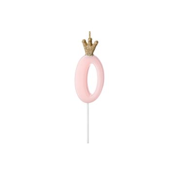Bougie Chiffre 0 Rose (9.5cm)