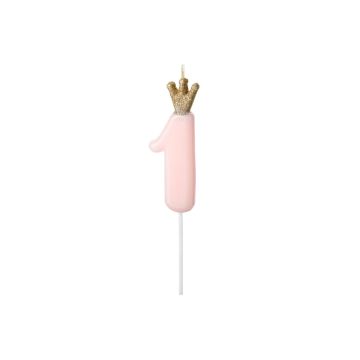 Bougie Chiffre 1 Rose (9.5cm)