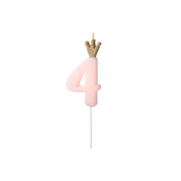 Bougie Chiffre 4 Rose (9.5cm)