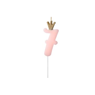 Bougie Chiffre 7 Rose (9.5cm)