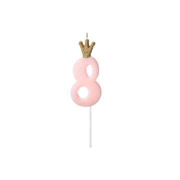 Bougie Chiffre 8 Rose (9.5cm)