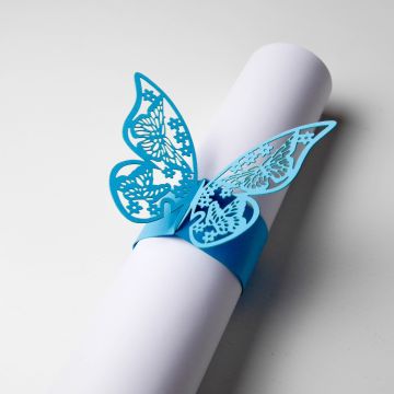 Ronds de serviette - Papillon Bleu (10 pcs)