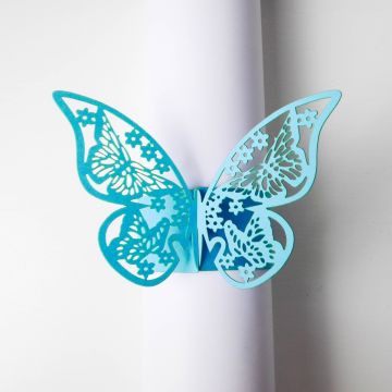 Ronds de serviette - Papillon Turquoise (10 pcs)