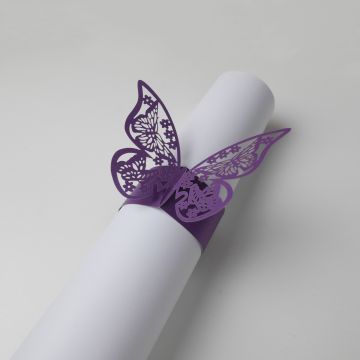 Ronds de serviette - Papillon Violet (10 pcs)