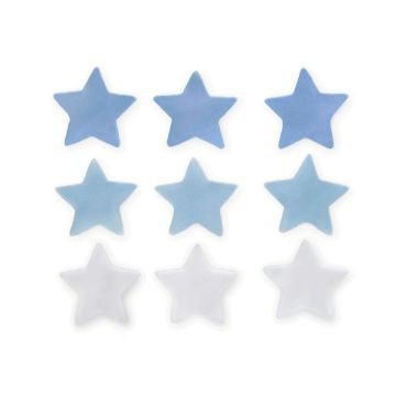 Sugar decorations - Stars Blue, light blue, white (9pcs)