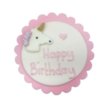 Sugar plate - Happy Birthday - Unicorn