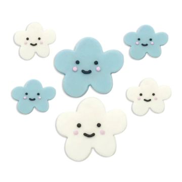 Sugar decorations - Blue and white clouds (6pcs)