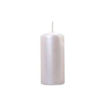 Candle White Pearl Metallic 12x6cm - (6pcs)