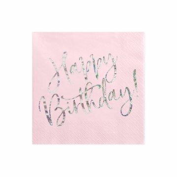 Serviettes Happy Birthday (20pcs) - Rose