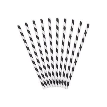 Paper straws with black stripes (250 pcs)