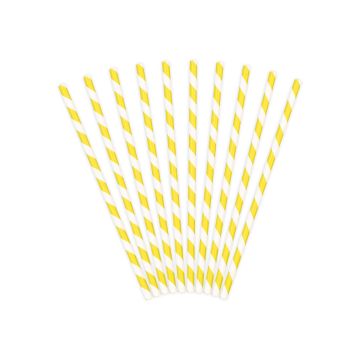Papierstrohhalme - Gelbe Streifen (10 Stk.)