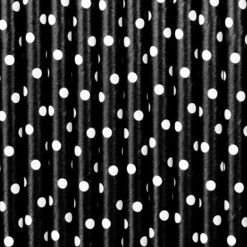 Black paper straws with white spots (10pcs)
