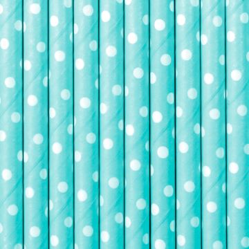 Paper straws Blue with dots (10pcs)