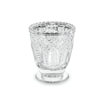 Glass candle jar 8cm - Silver (4pcs)