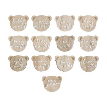 Wooden baby step cards - Teddy bears