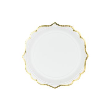 White gold plates 18cm (6pcs)