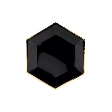 Pappteller schwarz mit Vergoldung (23cm)