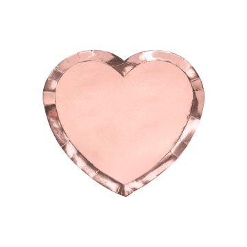 Plates heart pink gold (6pcs)