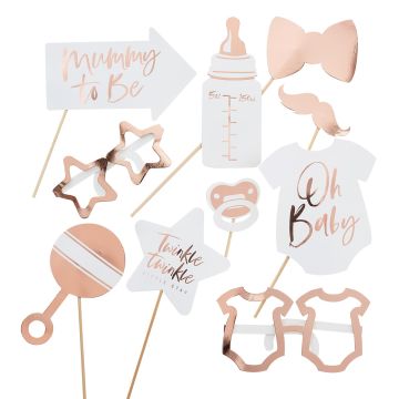 Accessoires PhotoBooth Baby Shower - RoseGold 