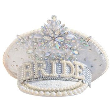Chapeau Bride blanc perlé